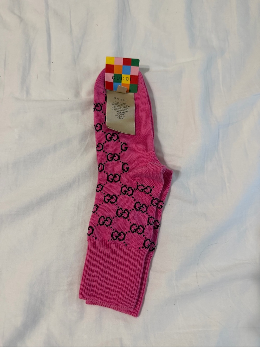Gucci Hot Pink GG Logo Ankle Socks size large - Picture 2 of 5